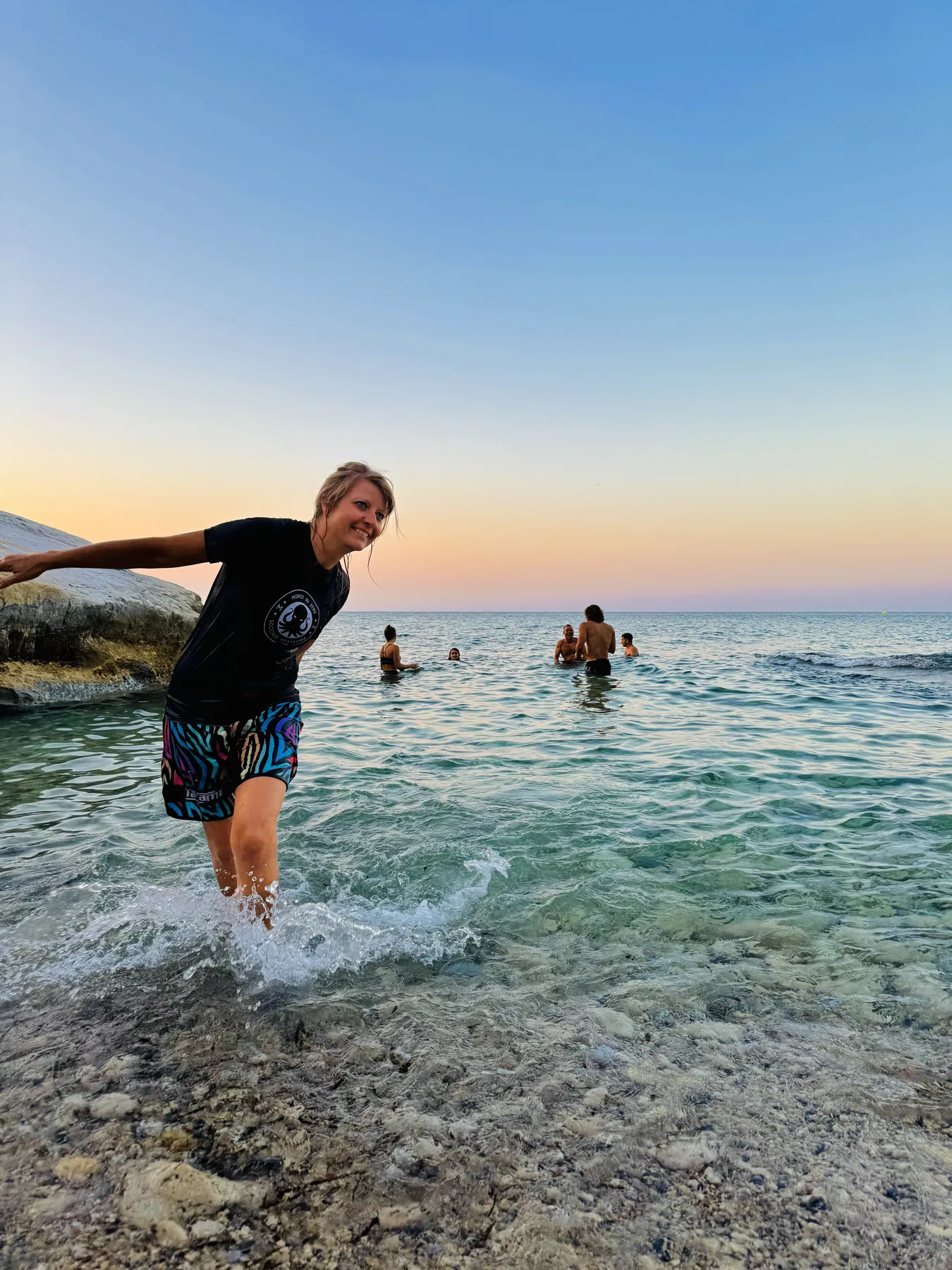 Camp group swimming in Crete